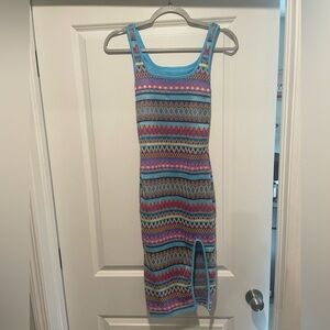 SHEIN Colorful Patterned Sleeveless Midi Dress